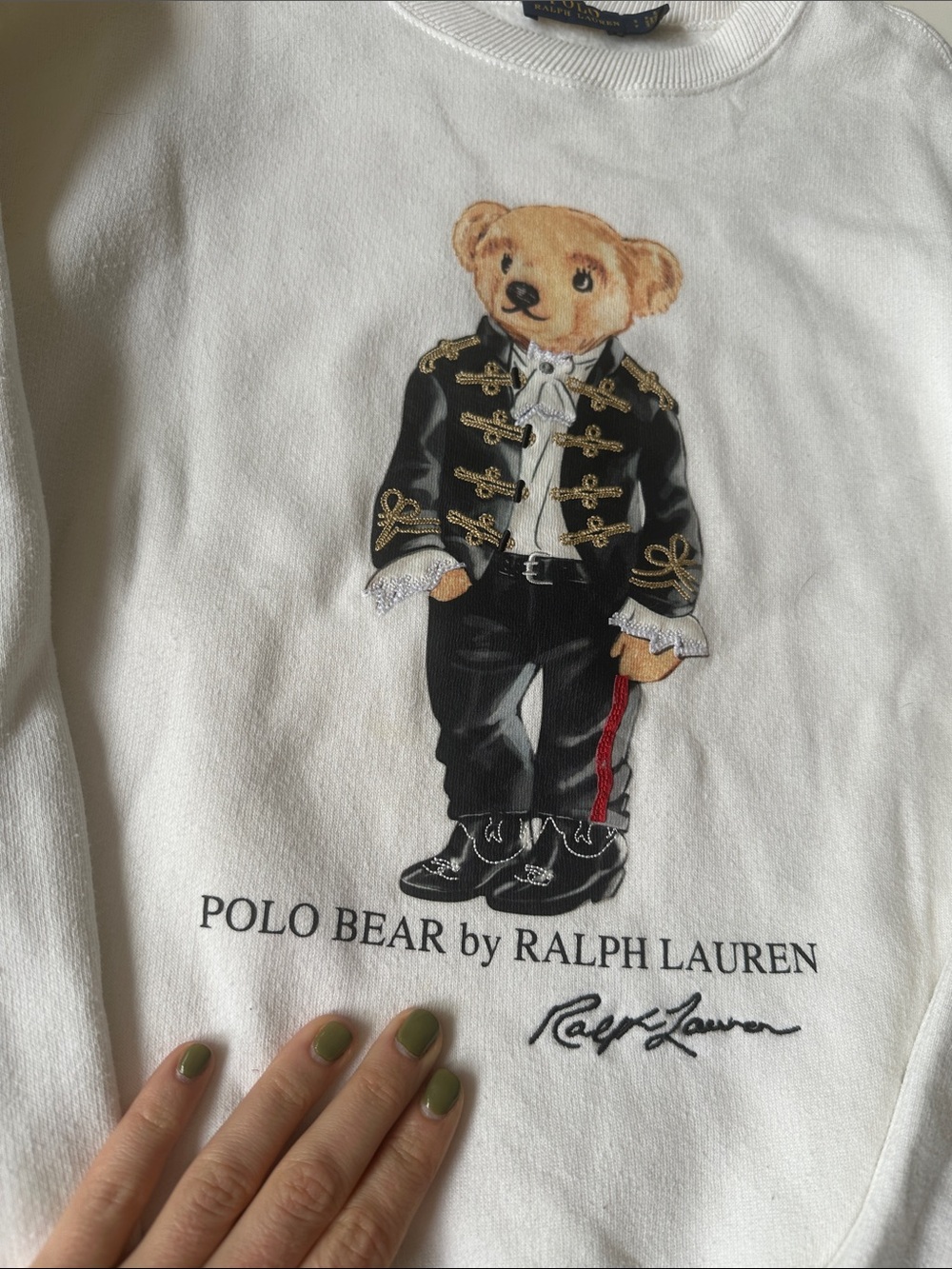 Ralph Lauren White Polo Bear Crewneck Sweatshirt - Picture 6 of 9